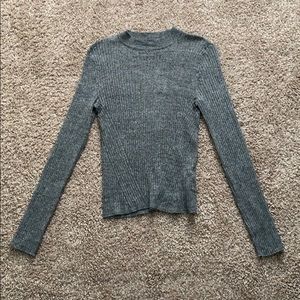 Gray ribbed turtleneck